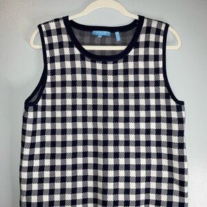 Draper James‎ Navy and White Checkered Knit Top